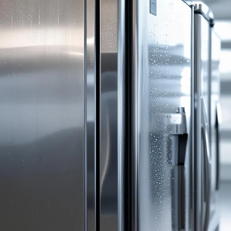 Commercial refrigeration display cabinets stocked and running at temperature